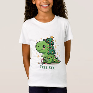 Jul Dinosaur Ljusfest Rollig Träd Rex  T Shirt