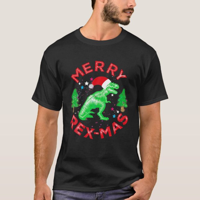 Jul Dinosaur Merry Rexmas Trex jul T Shirt (Framsida)