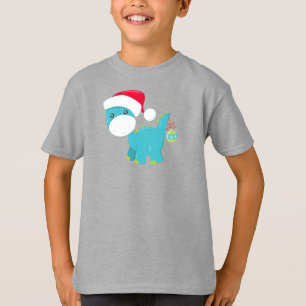 Jul Dinosaur, Santa Hat, Dino, Brontosaurus T Shirt