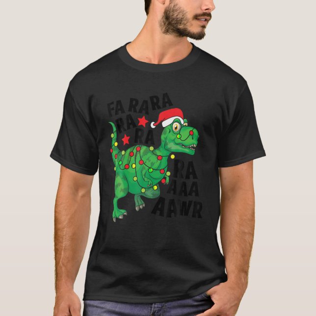 Jul Dinosaur Santa Hat Fa Ra Rawr T Rex X T Shirt (Framsida)