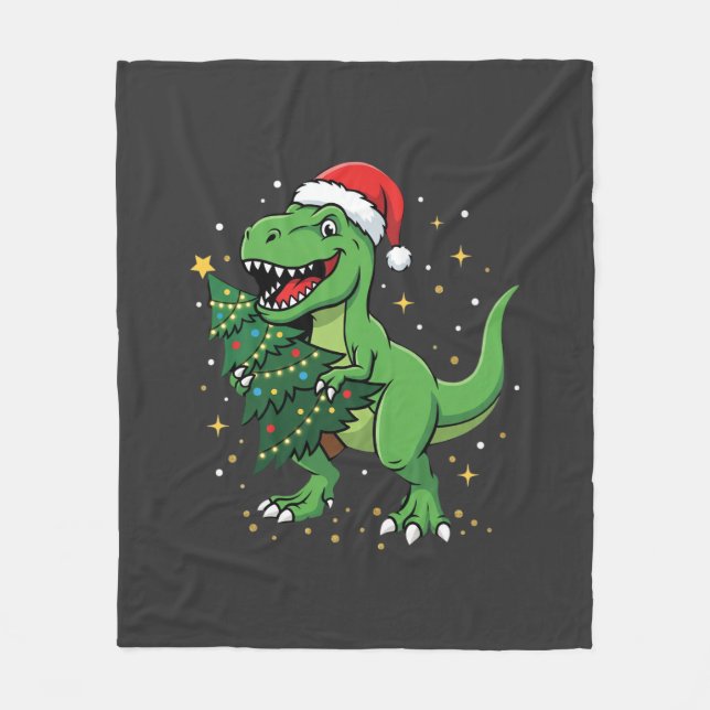 Jul Dinosaur Santa T Rex Fleecefilt (Framsidan)