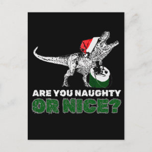 Jul Dinosaur Santa T-Rex Helg Vykort