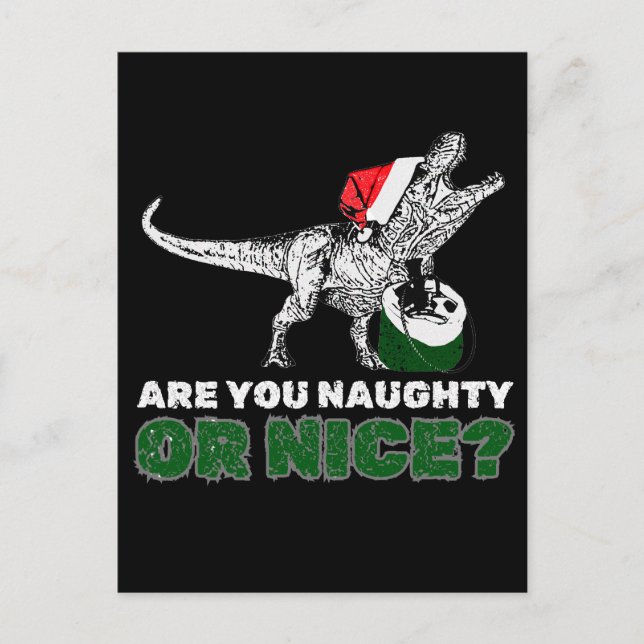 Jul Dinosaur Santa T-Rex Helg Vykort (Framsida)