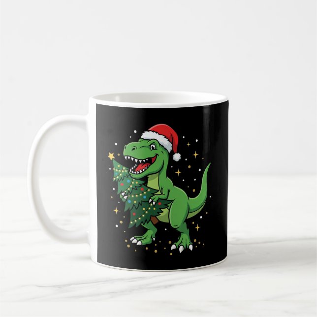 Jul Dinosaur Santa T Rex Kaffemugg (Vänster)