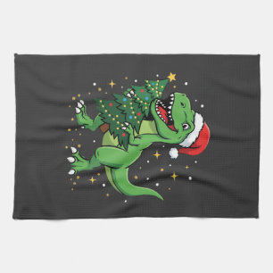 Jul Dinosaur Santa T Rex Kökshandduk