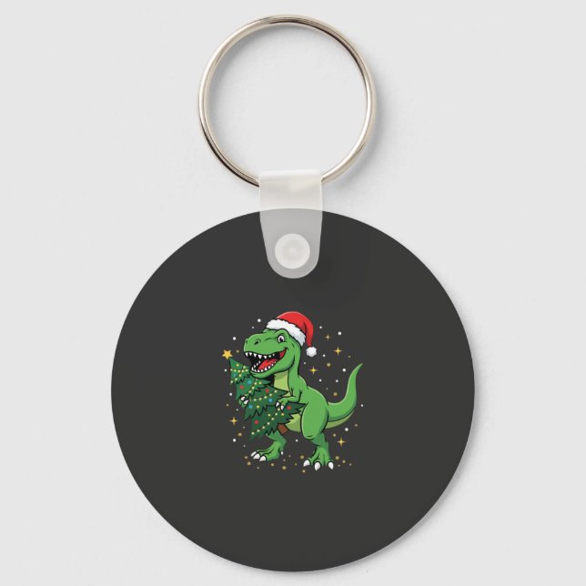 Jul Dinosaur Santa T Rex Nyckelring (Framsida)