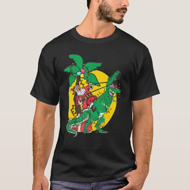 Jul Dinosaur Santasaurus Rex Helgdag Julafton PJ T Shirt (Framsida)