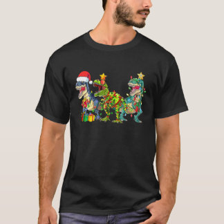 Jul Dinosaur T Rex Cute Santa Julafton Träd Rex T Shirt