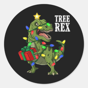 Jul Dinosaur Träd Rex Boys Girls Kids Julafton G Runt Klistermärke