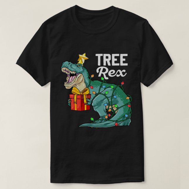 Jul Dinosaur Träd Rex Cute Boys Kids TRex Xm T Shirt (Design framsida)