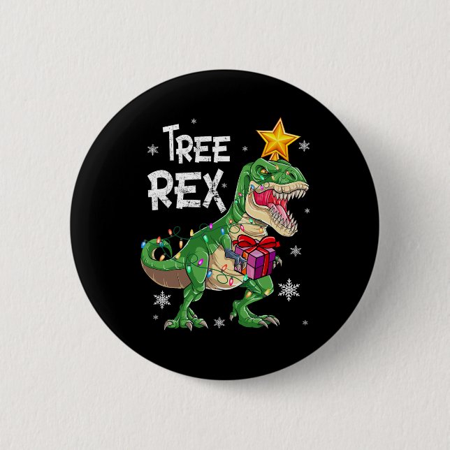 Jul Dinosaur Träd Rex Pajamas Manar Boys Kids Knapp (Framsida)