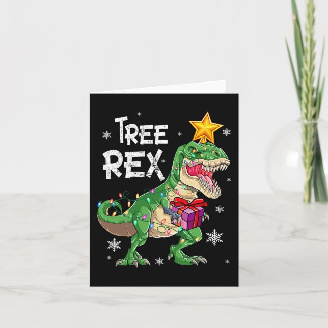 Jul Dinosaur Träd Rex Pajamas Manar Boys Kids Kort (Framsida)