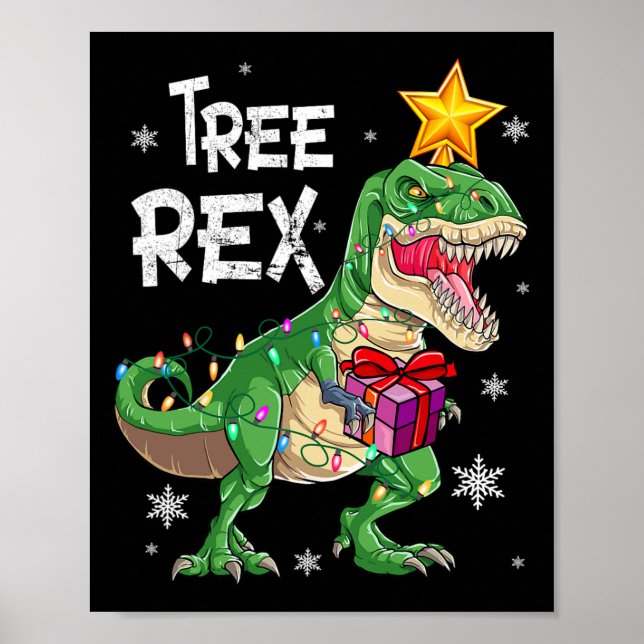 Jul Dinosaur Träd Rex Pajamas Manar Boys Kids Poster (Framsidan)