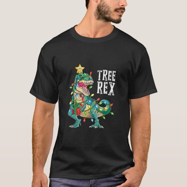 Jul Dinosaur Träd Rex Pajamas Manar Boys Kids T Shirt (Framsida)