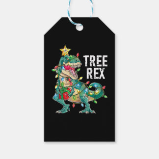 Jul Dinosaur Träd Rex Presentetikett