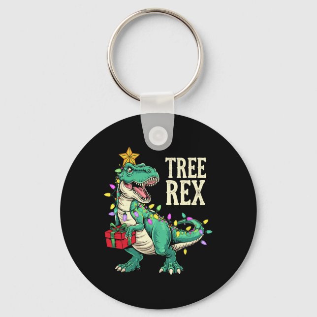 Jul Dinosaur Träd Rex Pyjamas Män Pojkar Barn  Nyckelring (Framsida)