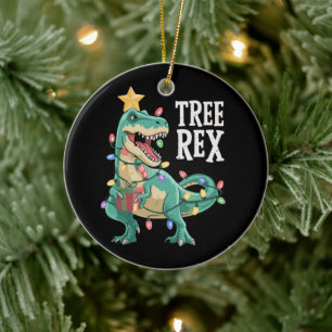 Jul Dinosaur Träd Rex Pyjamas Xmas Ljus Julgransprydnad Keramik