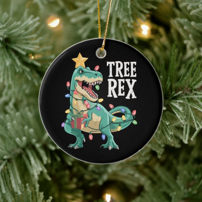 Jul Dinosaur Träd Rex Pyjamas Xmas Ljus  Julgransprydnad Keramik (Träd)