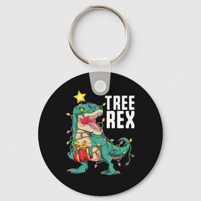 Jul Dinosaur Träd Rex Trex Pajamas Manar Boys Nyckelring (Framsida)