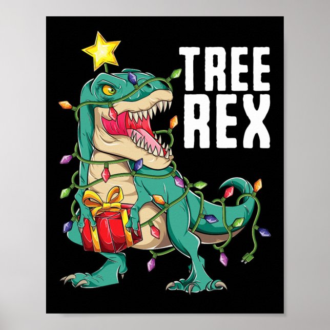 Jul Dinosaur Träd Rex Trex Pajamas Manar Boys Poster (Framsidan)