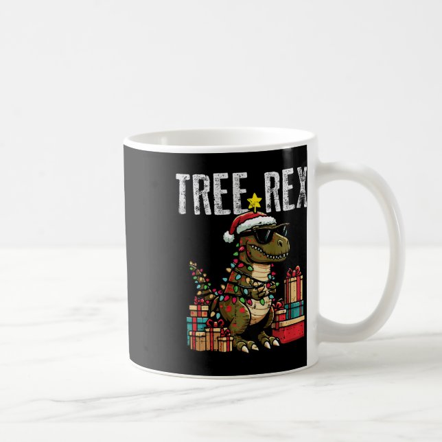 Jul Dinosaur Träd Rex Xmas Trex Småbarn Kaffemugg (Höger)