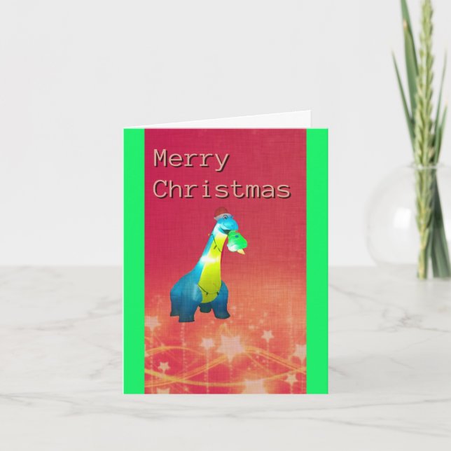 Jul Dinosaur Viklad Julkort Kort (Framsida)