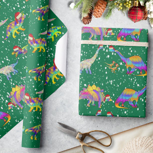 Jul-dinosaurier i söta tomteluvor presentpapper