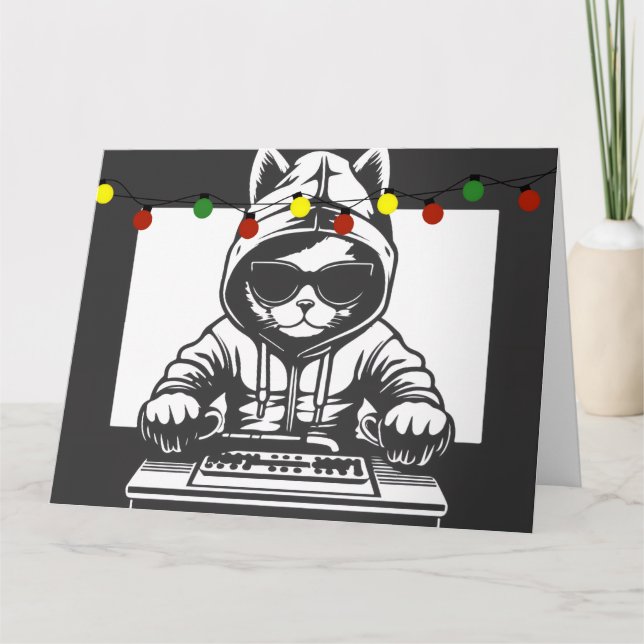 JUL-DJ-KATT GRATTULATIONSKORT TACK KORT (Framsida)