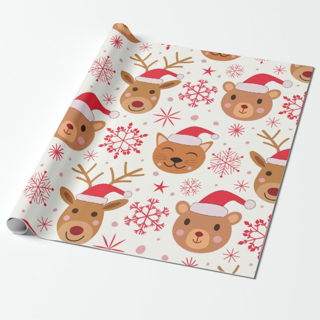Jul Djur Katt, björn och ren  Presentpapper (Utrullad)