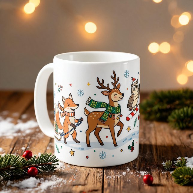 Jul djur parad Barn Mugg (Christmas animals parade Kids Mug)