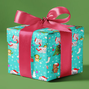 Jul Djurpark Djur i Kobolt Teal Presentpapper