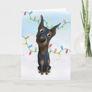Jul DOB1 för Doberman (svart & solbränna) Helgkort