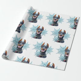 Jul Doberman Pincher Snöflingor Presentpapper
