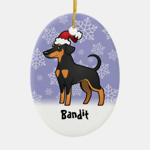 Jul Doberman Pinscher (diskett öron) Julgransprydnad Keramik