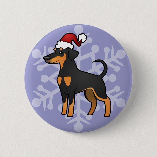 Jul Doberman Pinscher (diskett öron) Knapp (Framsida)