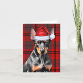 Jul Doberman Pinscher Hund och Red Play Helgkort