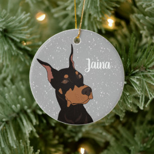 Jul Doberman Pinscher Julgransprydnad Keramik