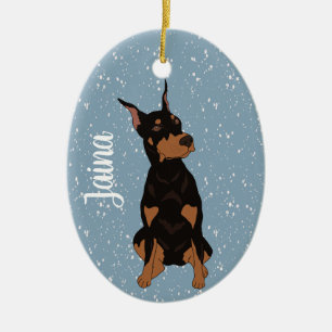 Jul Doberman Pinscher Julgransprydnad Keramik