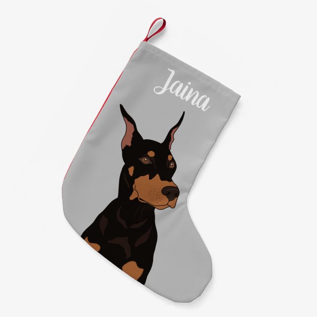 Jul Doberman Pinscher Liten Julstrumpa (Framsidan (Hängande))