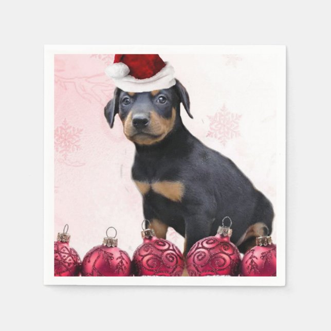 Jul Doberman Pinscher puppy Pappersservett (Framsidan)