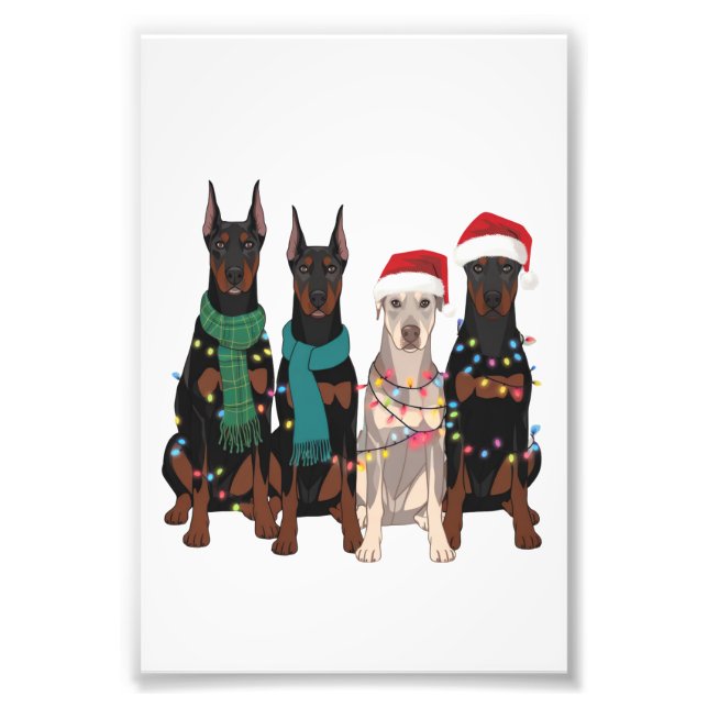 Jul Dobermann Älskare Hund Mamma Högtid  Fototryck (Framsidan)