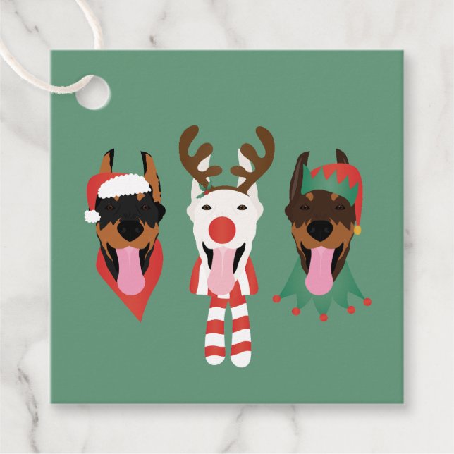 Jul Dobermann Hundar Gåvor Etiketter (Framsida)