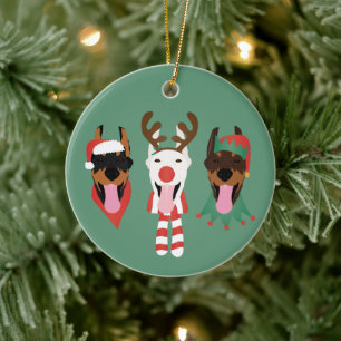 Jul Dobermann Hundar Julgransprydnad Keramik