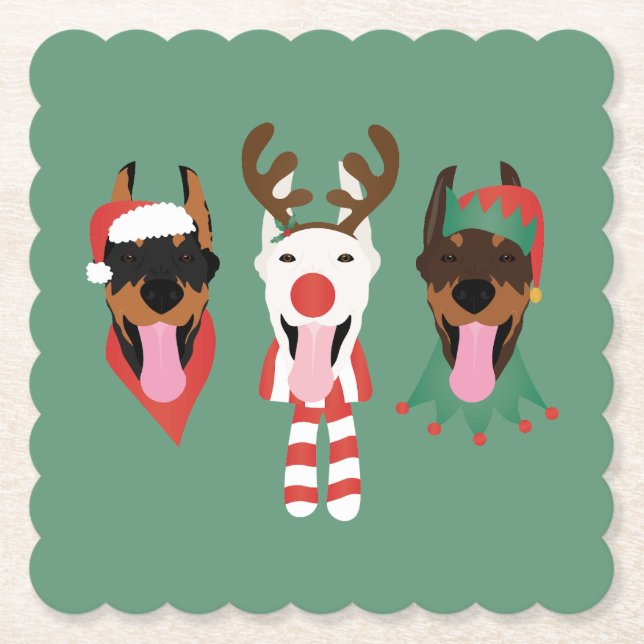 Jul Dobermann Hundar Underlägg Papper (Framsida)