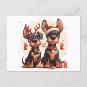 Jul Dobermann Hundar Vykort