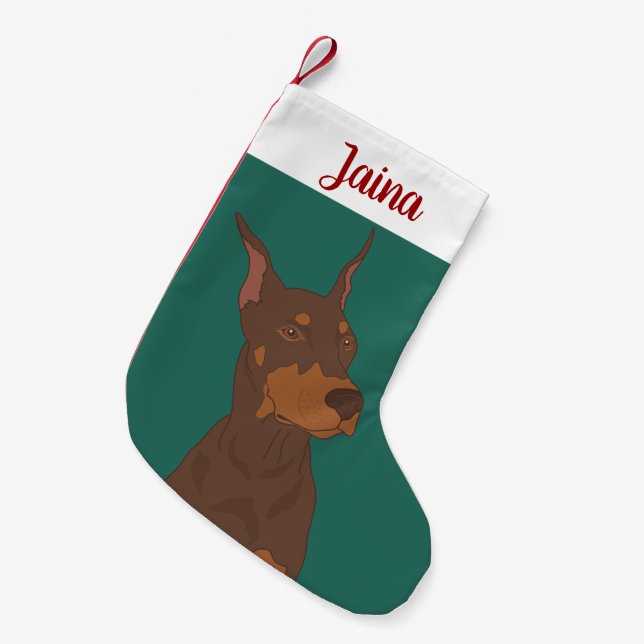 Jul Dobermann Pinscher Liten Julstrumpa (Framsidan (Hängande))