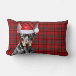 Jul Dobermann Röd Holiday Plaid för hundälskare Lumbarkudde