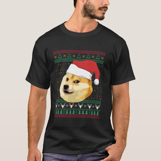 Jul Doge Meme Shiba Inu Tomte Rolig Fula Tröja (Framsida)