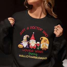 Jul Doktor Vin Älskare Hallothanksmas T Shirt