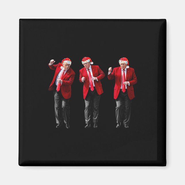 Jul Donald Trump President Dansar Roligt Tomte Magnet (Framsidan)